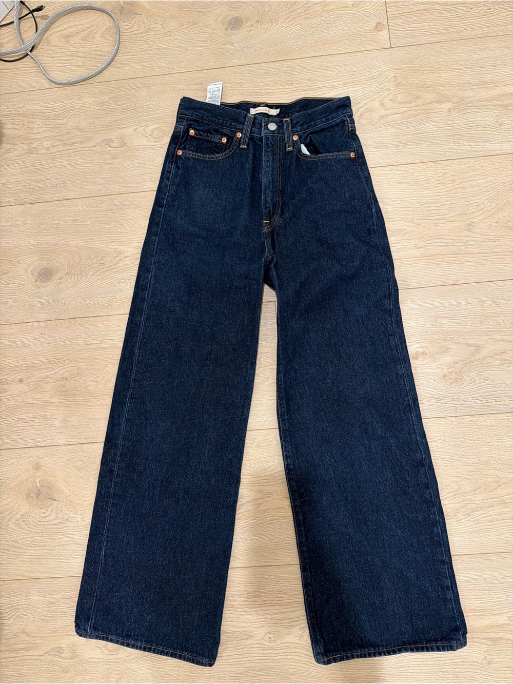 Levi's Dark Blue High-Rise Ribcage Wide Leg Jeans